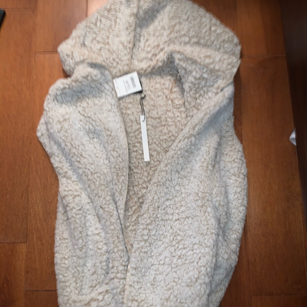 Comfy, fuzzy vest with hood (sleeveless cardigan)